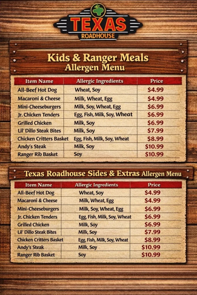 Texas Roadhouse Allergen Menu (Complete Allergy Guide 2026) 5 texas roadhouse allergen information