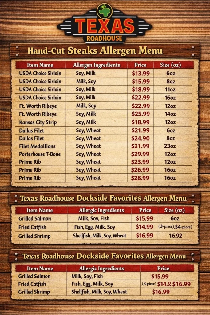 Texas Roadhouse Allergen Menu (Complete Allergy Guide 2026) 3 texas roadhouse allergy menu