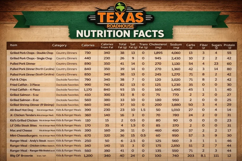 Texas Roadhouse Nutrition Facts | Calories & Macros 2026 2 texas roadhouse calories